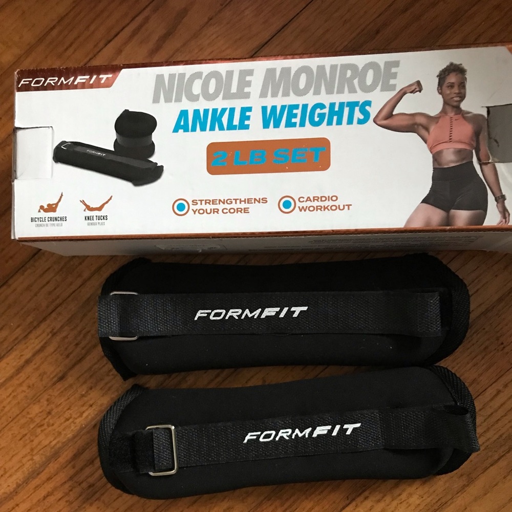 Nicole Monroe Ankle Weights 2LB Set Form Fit Strengthens Core Work Out Cardio